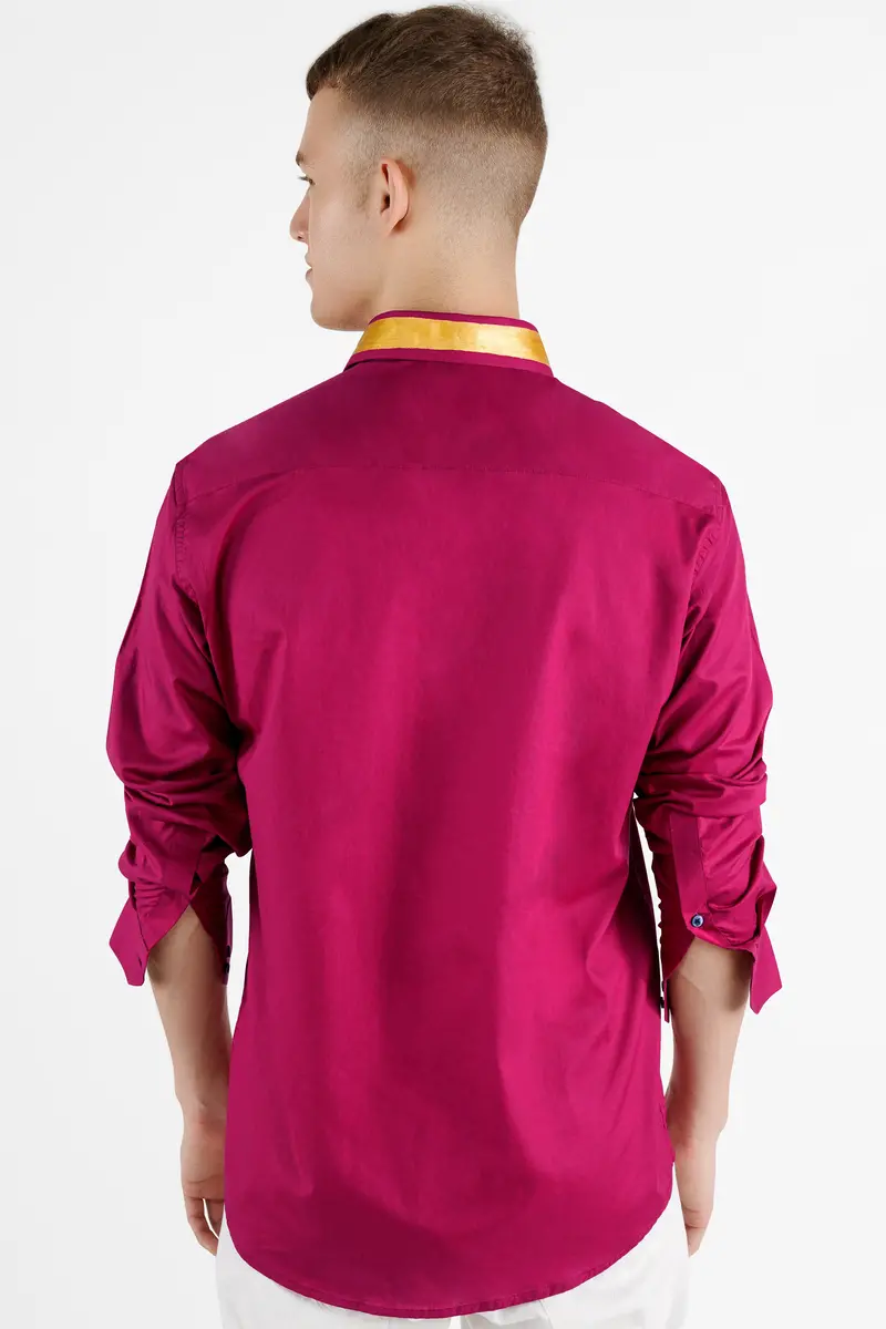 Claret Red Hand Painted Premium Cotton Designer Shirt 9