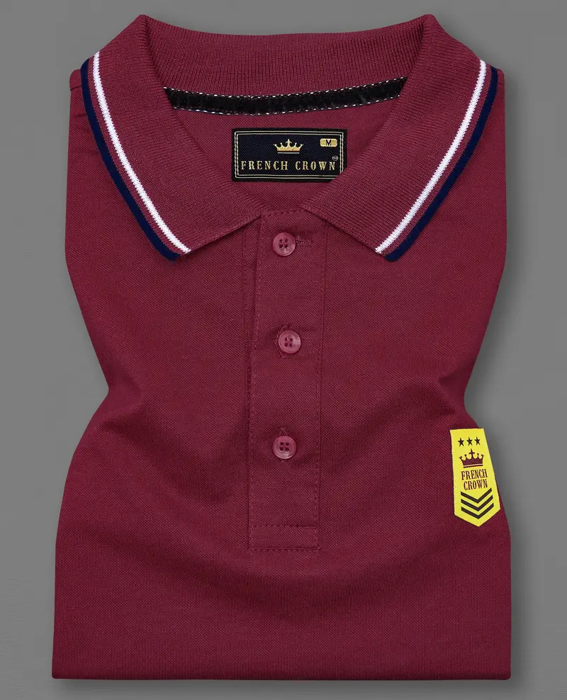 Claret Red Solid Super Soft Organic Cotton Mercerised Pique Polo 1