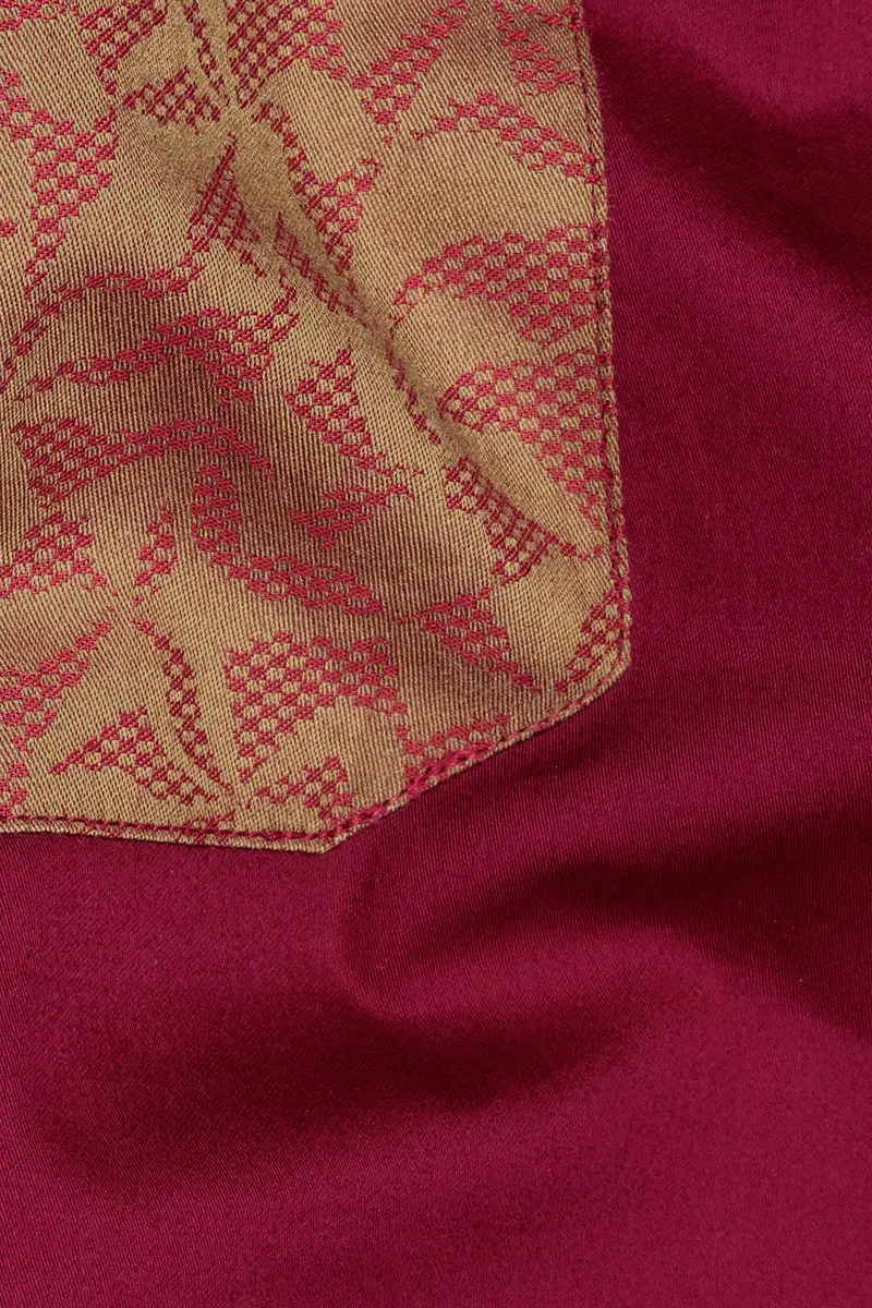 Claret Red With Antique Brass Super Soft Premium Cotton Designer Shirt 3