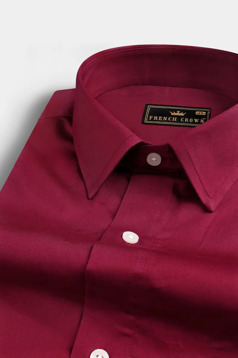 Claret Red With Antique Brass Super Soft Premium Cotton Designer Shirt 4