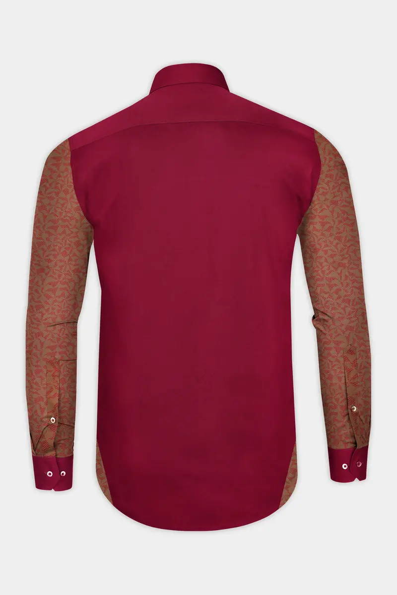Claret Red With Antique Brass Super Soft Premium Cotton Designer Shirt 6