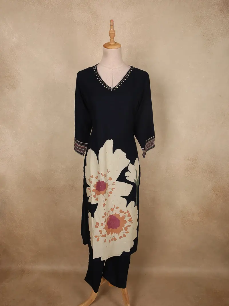 Classic Black Solid Design Cotton Co-Ord Set 1