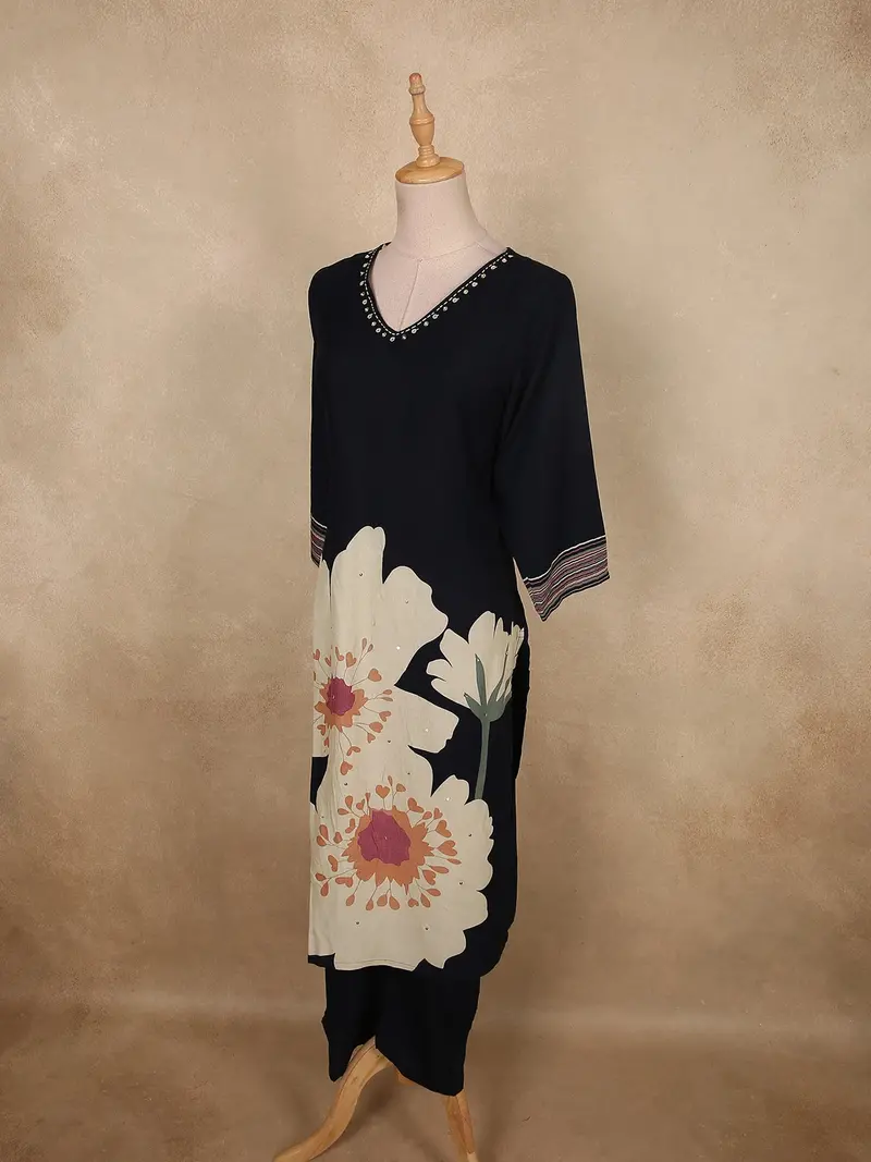 Classic Black Solid Design Cotton Co-Ord Set 4