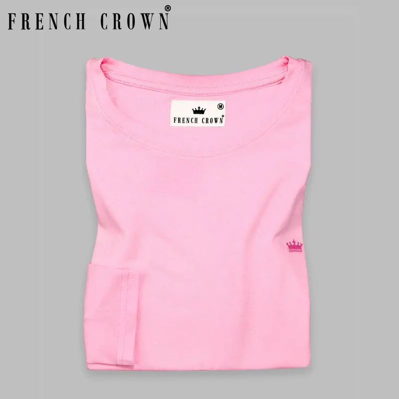 Classic Rose Pink Full-Sleeve Premium Cotton T-Shirt 1