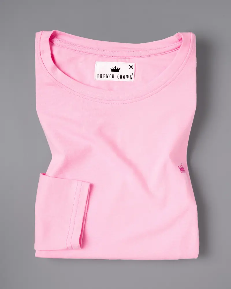 Classic Rose Pink Full-Sleeve Premium Cotton T-Shirt 2
