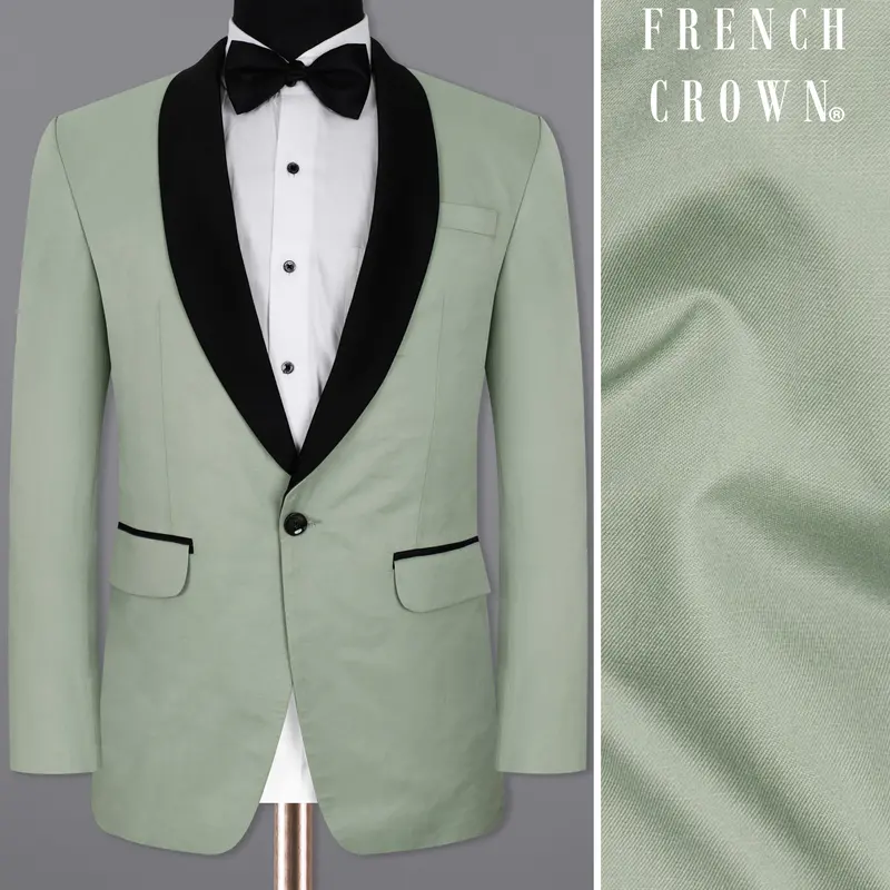 Clay Ash Green Wool Rich Tuxedo Blazer 1