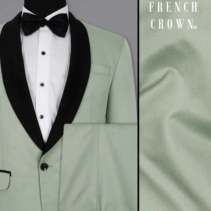 Clay Ash Green Wool Rich Tuxedo Suit 1
