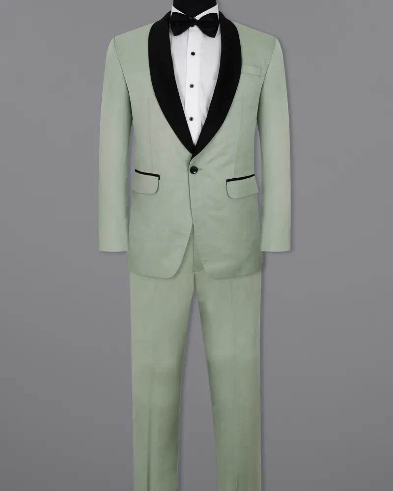 Clay Ash Green Wool Rich Tuxedo Suit 4