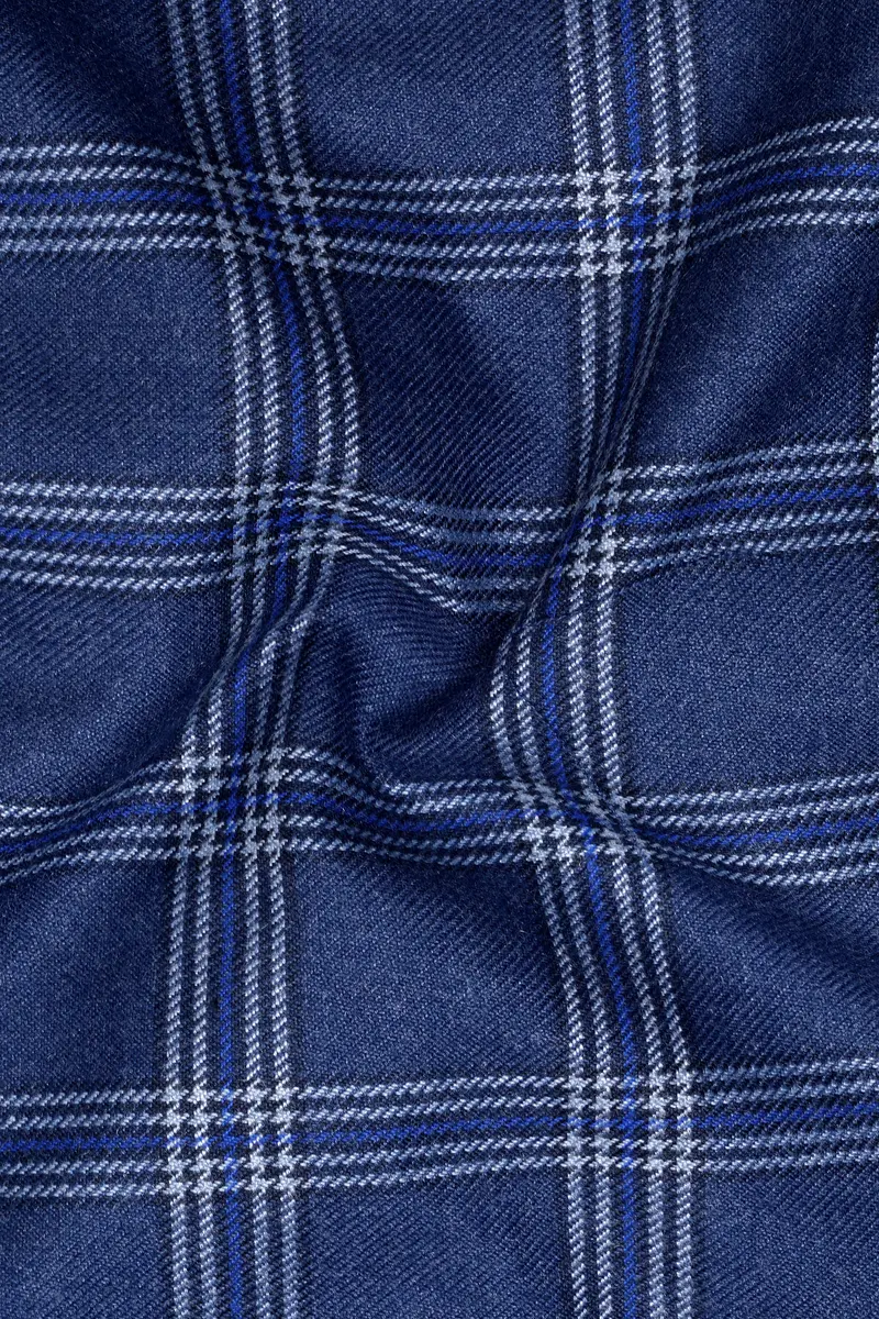 Cloud Blue And White Plaid Tweed Waistcoat 3