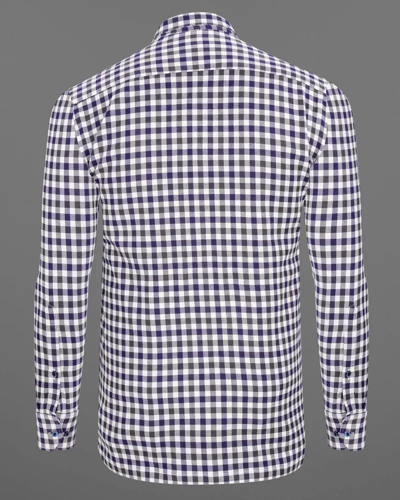 Cloud Burst Blue And White Gingham Heavyweight Twill Premium Cotton Designer Overshirt/Shacket 8