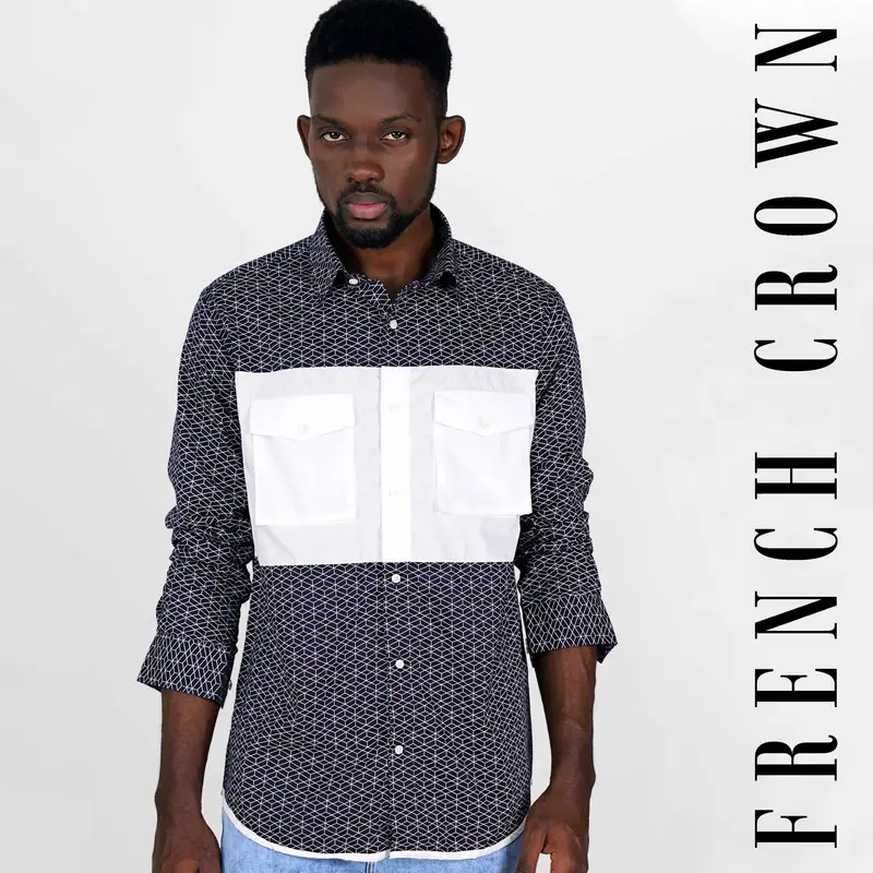 Cloud Burst Blue And White Twill Printed Premium Cotton Shirt 1