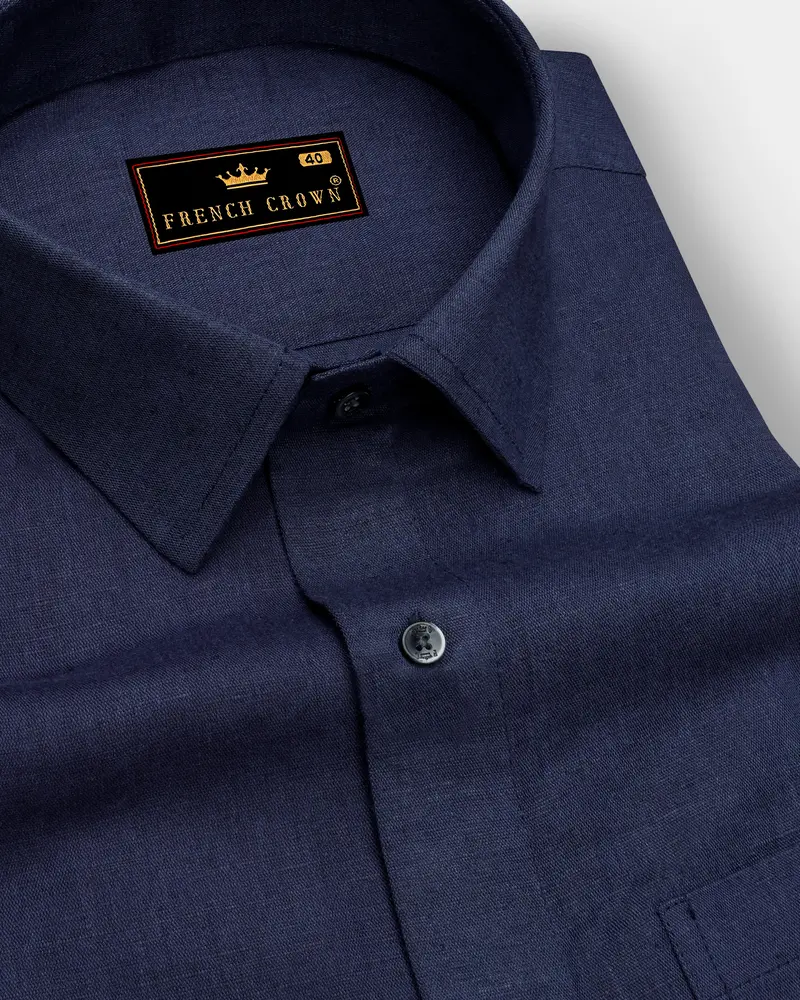 Cloud Burst Blue Luxurious Linen Shirt 1