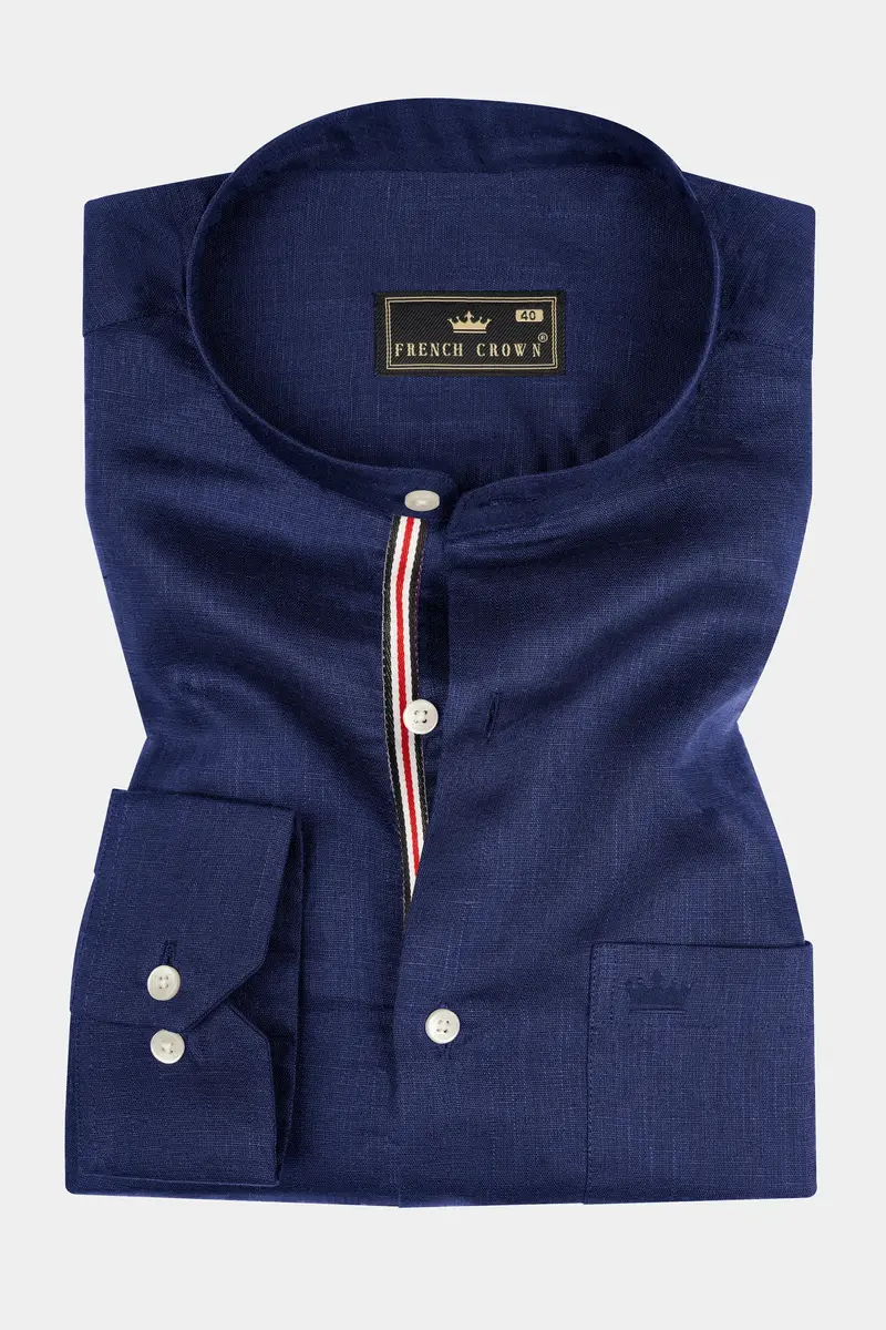 Cloud Burst Blue Luxurious Linen Shirt 3