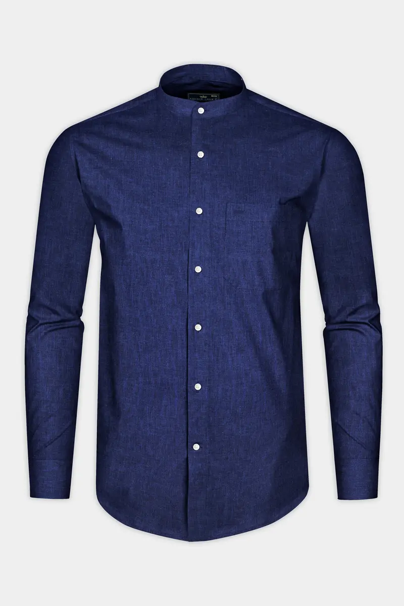 Cloud Burst Blue Luxurious Linen Shirt 4
