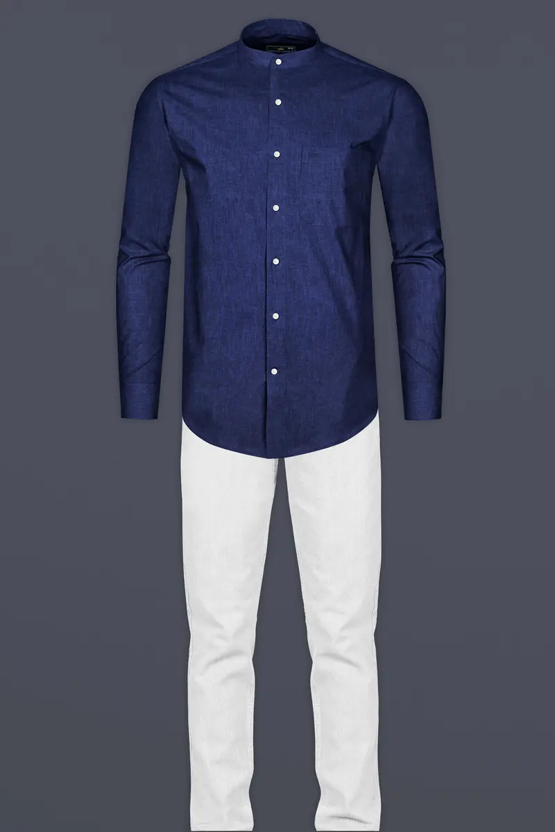 Cloud Burst Blue Luxurious Linen Shirt 6