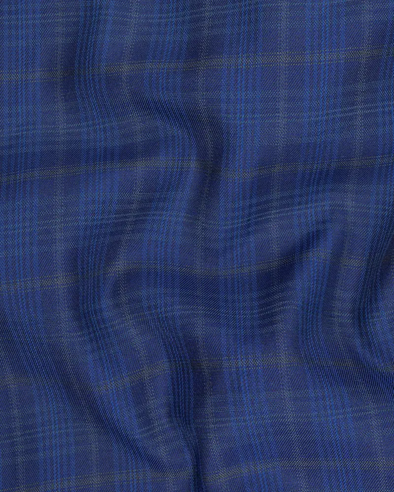 Cloud Burst Blue Plaid Wool Rich Waistcoat 3