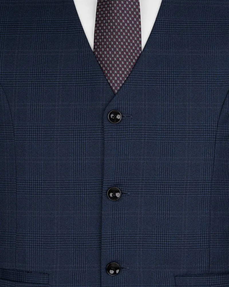 Cloud Burst Blue Super Fine Subtle Checkered Woolrich Waistcoat 5