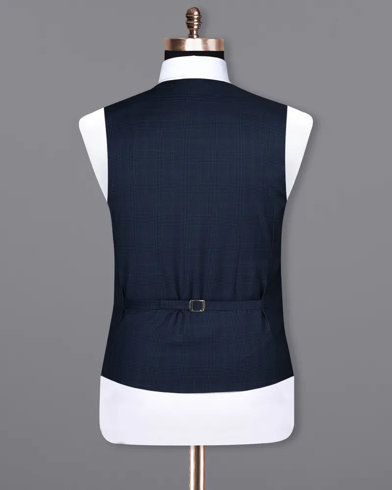 Cloud Burst Blue Super Fine Subtle Checkered Woolrich Waistcoat 6