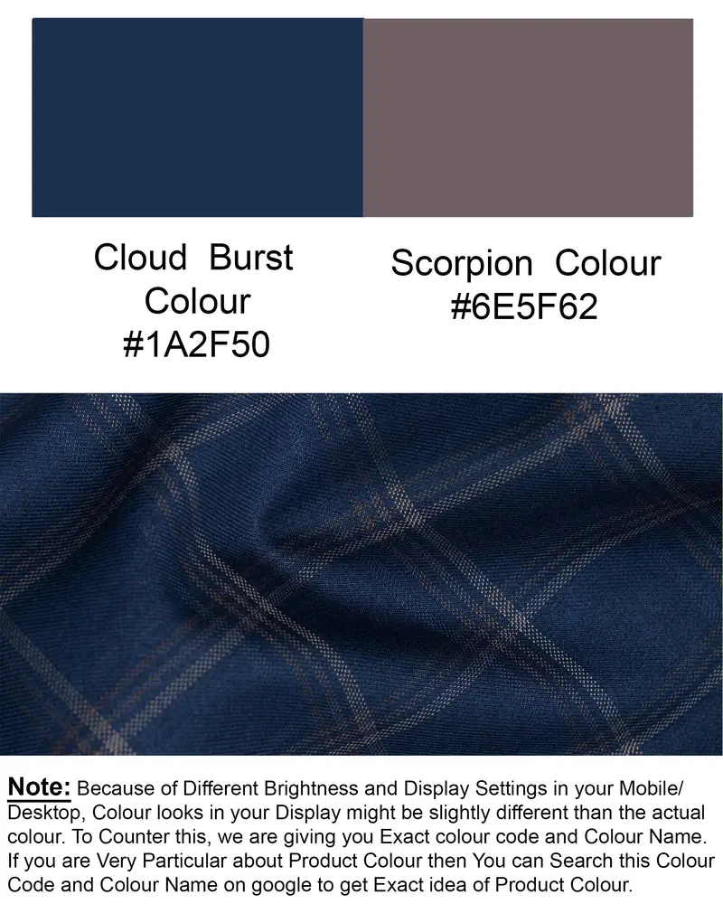 Cloud Burst Blue Super Fine Windowpane Double Breasted Wool Rich Blazer 11