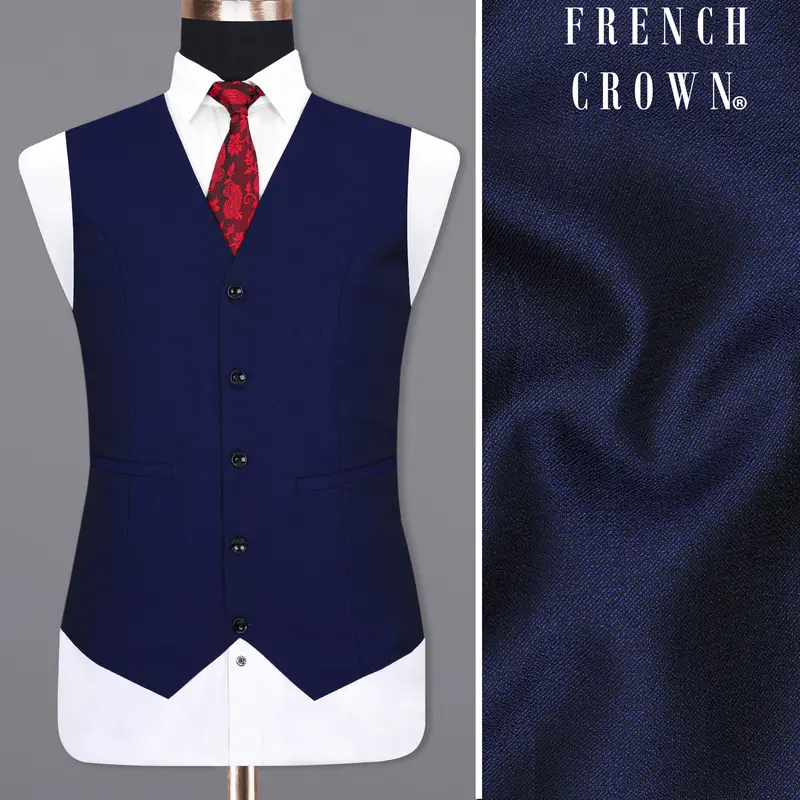 Cloud Burst Blue Textured Waistcoat 1