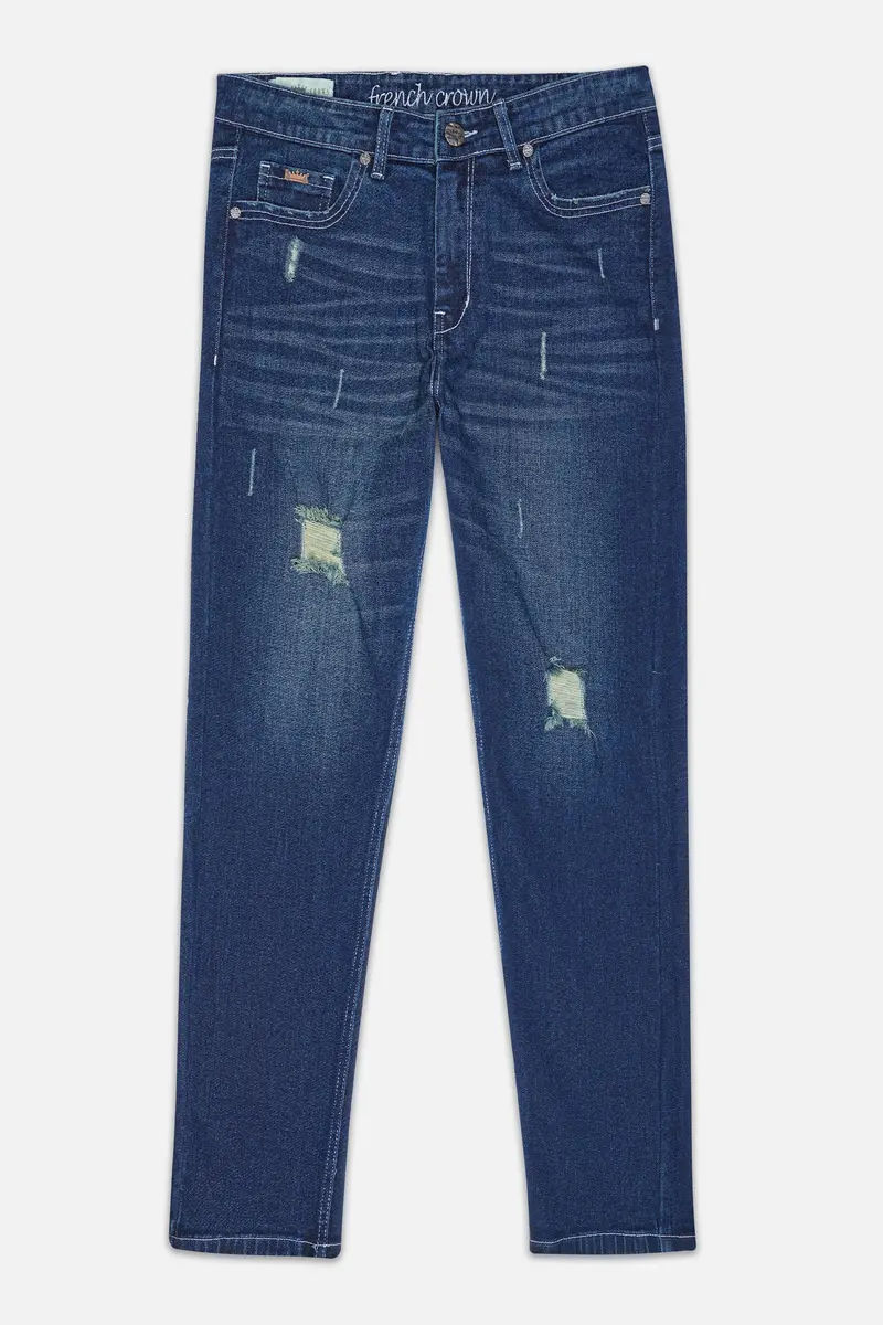 Cloud Burst Blue Whiskering Wash Mildly Distressed Denim 2