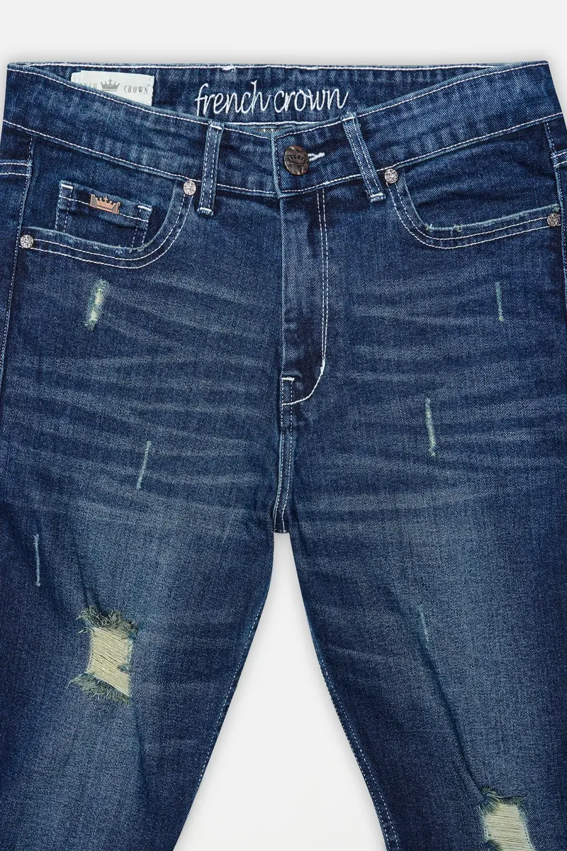 Cloud Burst Blue Whiskering Wash Mildly Distressed Denim 4