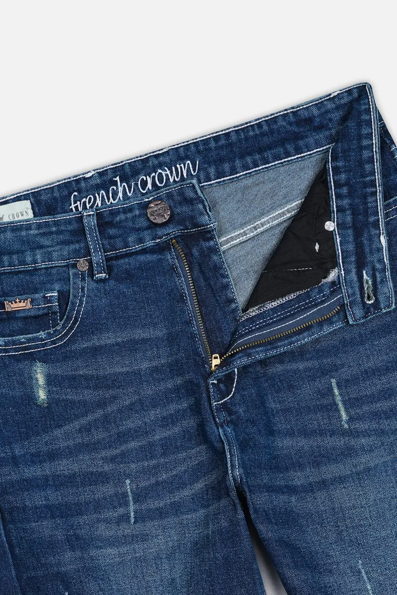 Cloud Burst Blue Whiskering Wash Mildly Distressed Denim 5
