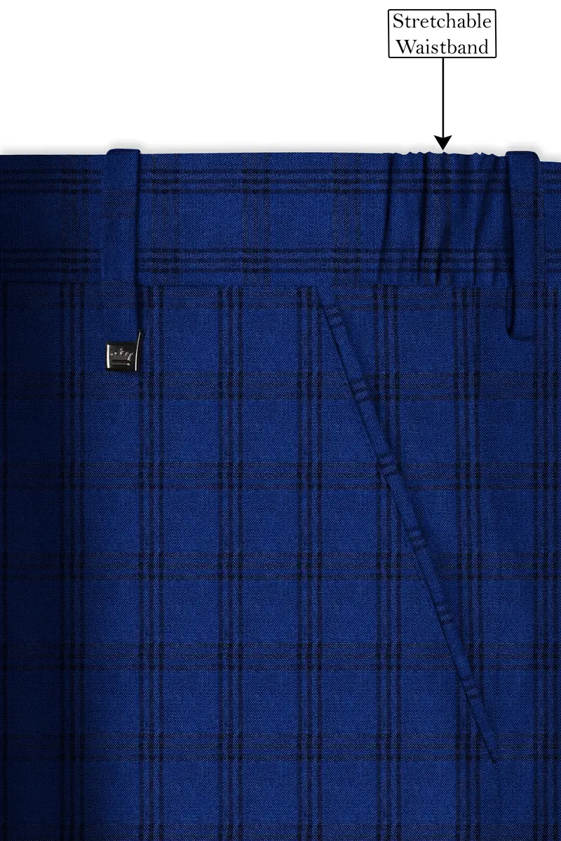 Cloud Burst Blue With Black Plaid Cross Placket Bandhgala Suit 14