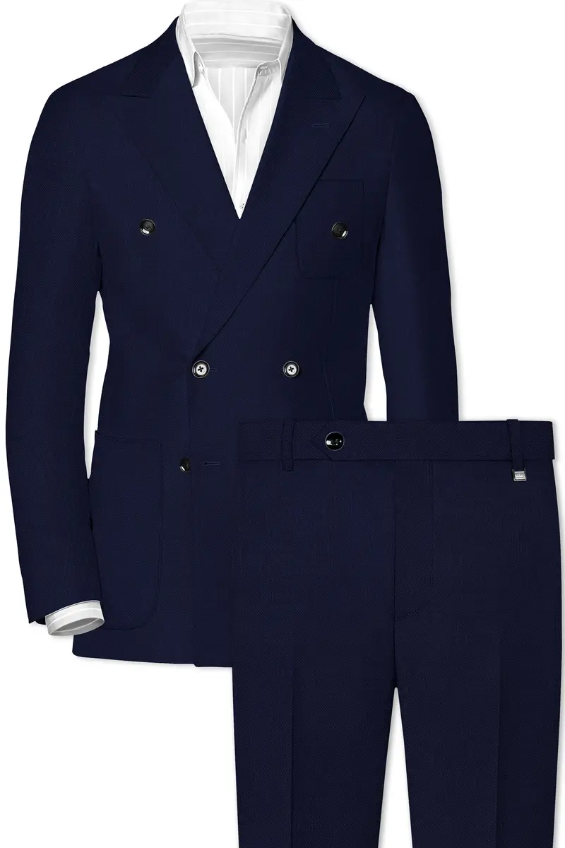 Cloud Burst Blue Wool Rich Double Breasted Sports Suit 2