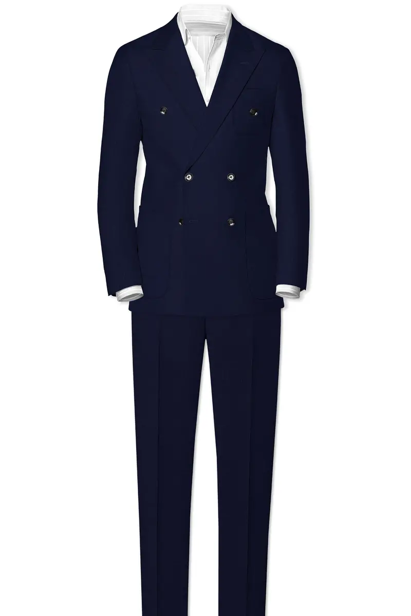 Cloud Burst Blue Wool Rich Double Breasted Sports Suit 4