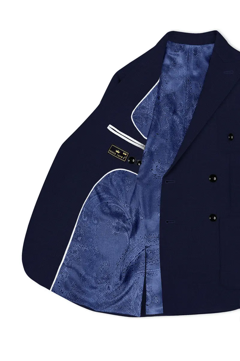 Cloud Burst Blue Wool Rich Double Breasted Sports Suit 6