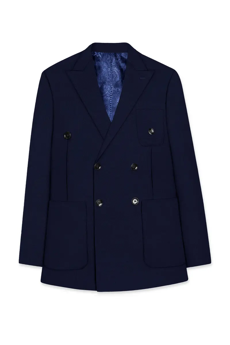 Cloud Burst Blue Wool Rich Double Breasted Sports Suit 8