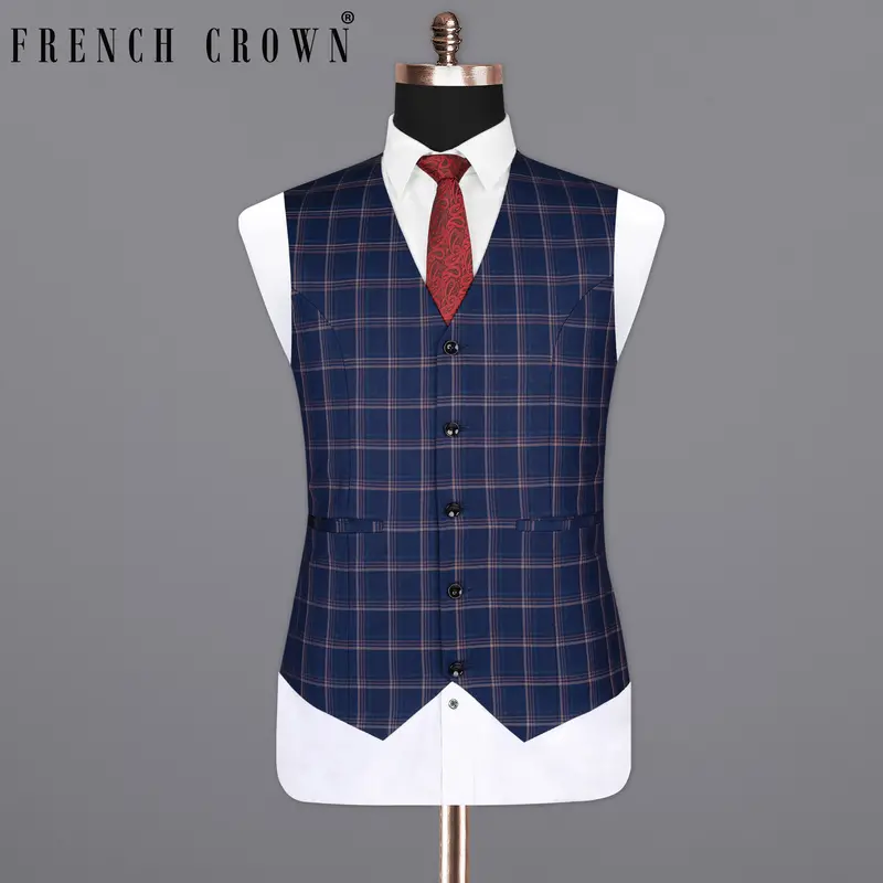Cloud Burst Super Fine Windowpane Wool Rich Waistcoat 1