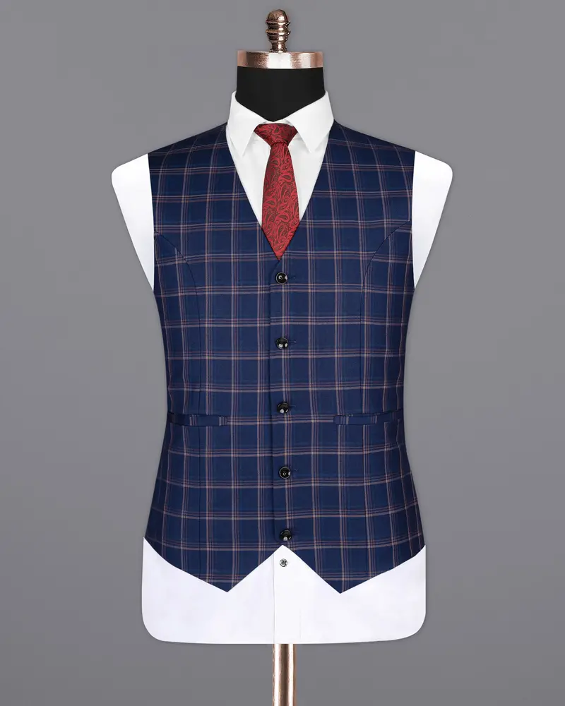 Cloud Burst Super Fine Windowpane Wool Rich Waistcoat 2