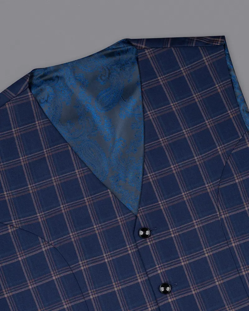 Cloud Burst Super Fine Windowpane Wool Rich Waistcoat 4