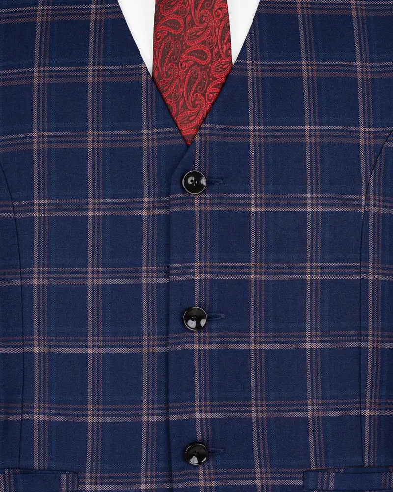 Cloud Burst Super Fine Windowpane Wool Rich Waistcoat 5