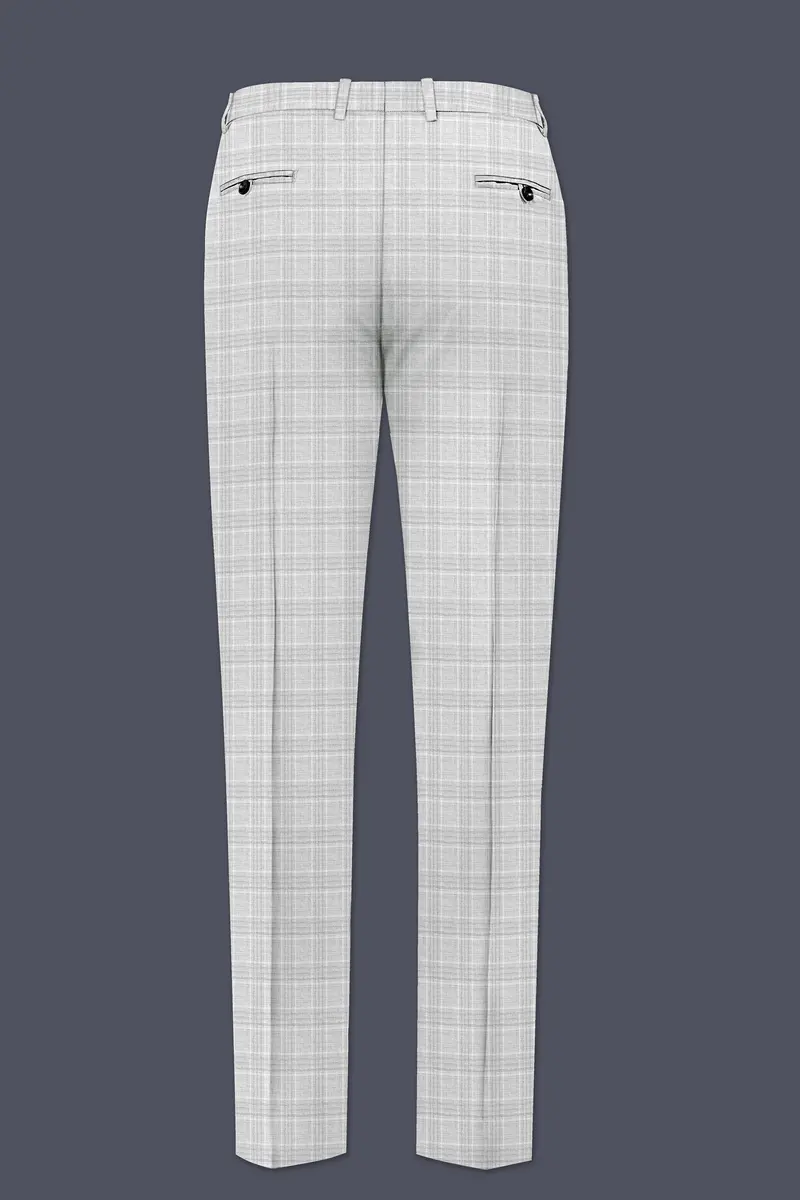 Cloud Gray Plaid Wool Rich Double Breasted Suit 14