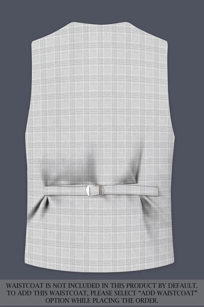 Cloud Gray Plaid Wool Rich Double Breasted Suit 17