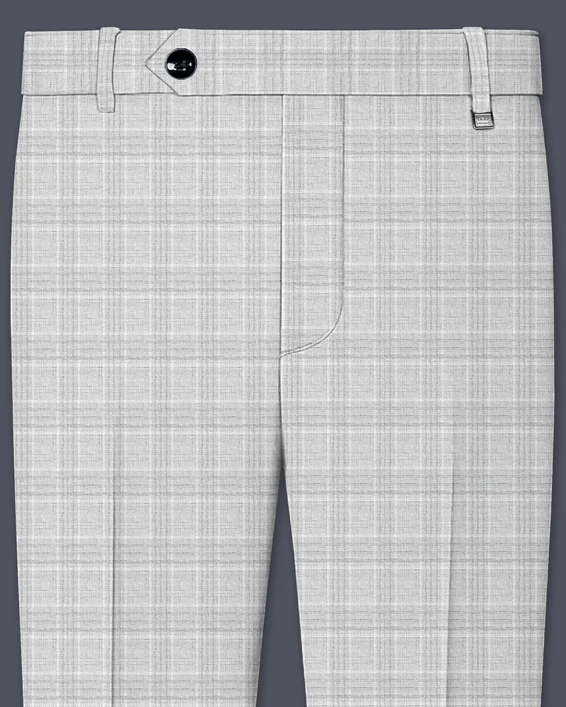 Cloud Gray Plaid Wool Rich Pant 1