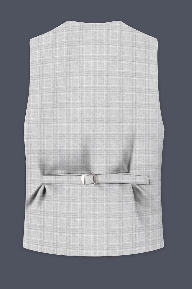 Cloud Gray Plaid Wool Rich Waistcoat 4
