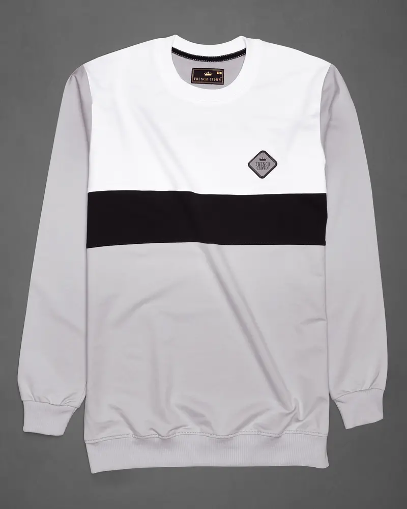 Cloud Gray With White And Black Block Pattern Sweatshirt 5