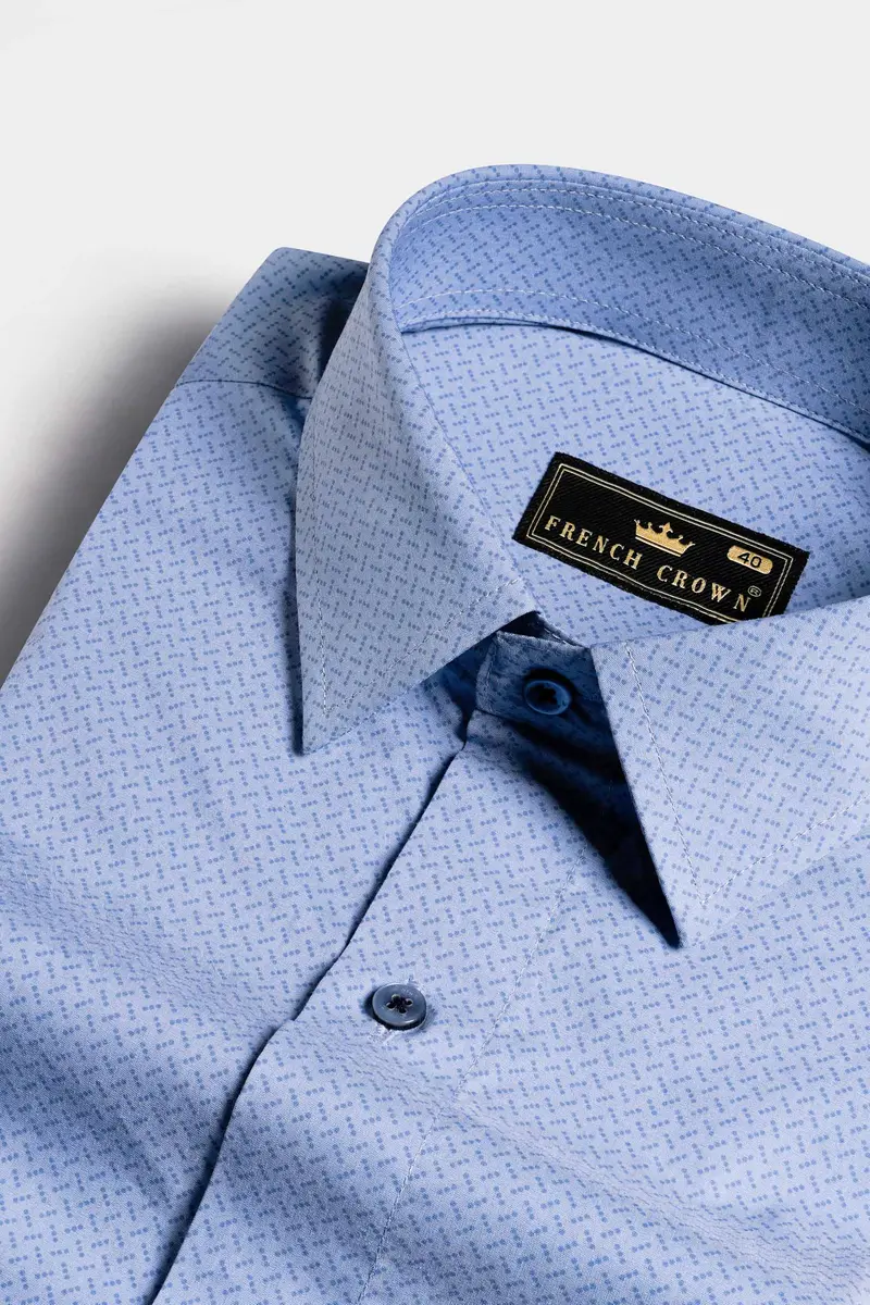 Cloudy Blue And Glaucous Blue Premium Cotton Shirt 1