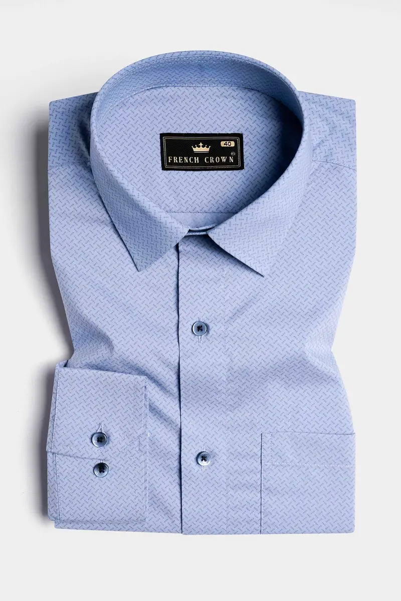 Cloudy Blue And Glaucous Blue Premium Cotton Shirt 3