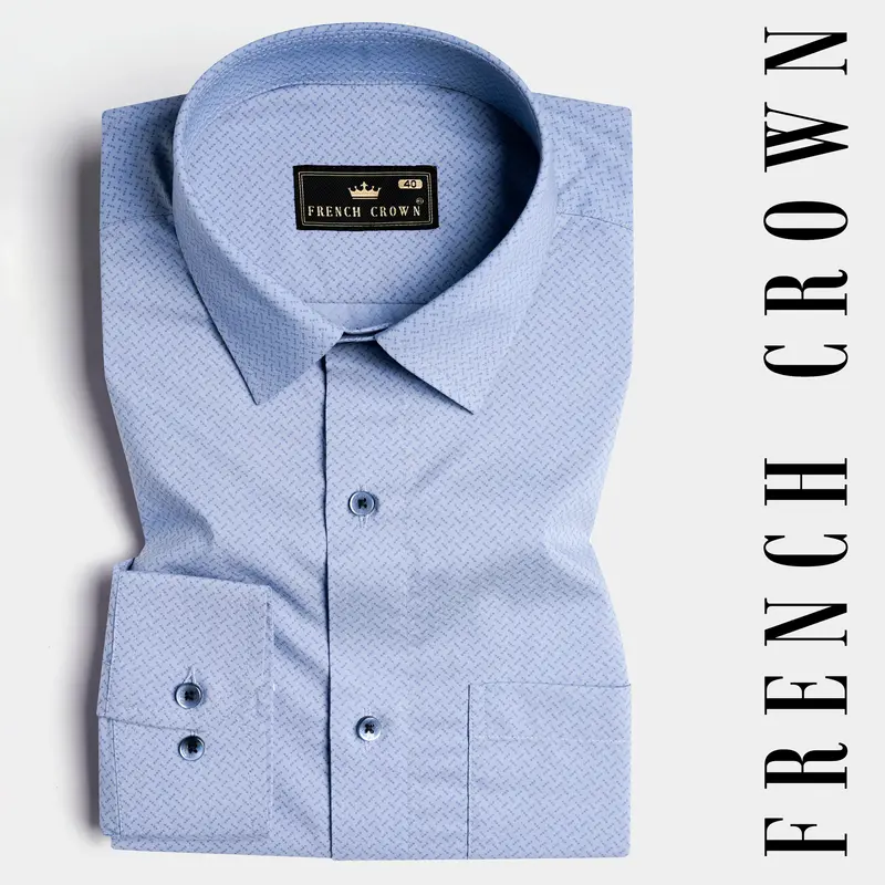 Cloudy Blue And Glaucous Blue Premium Cotton Shirt 4