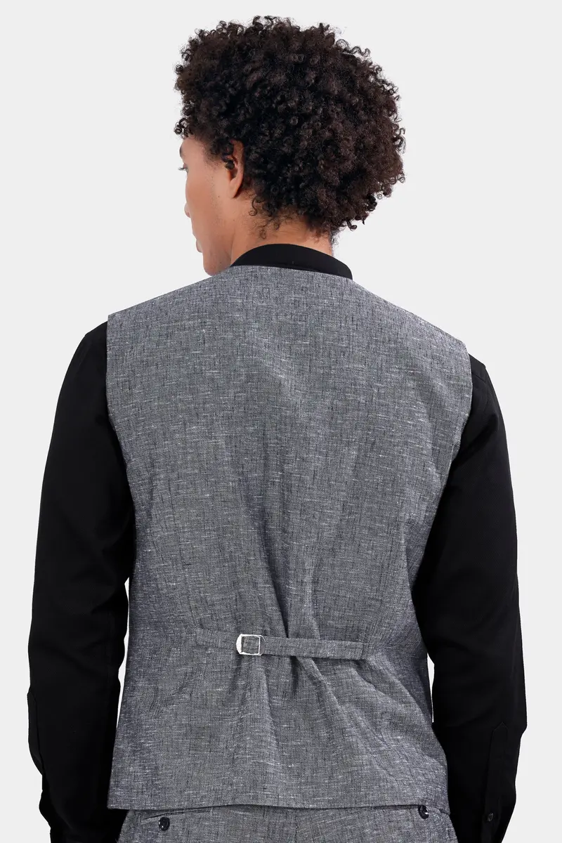 Cloudy Gray Luxurious Linen Waistcoat 4