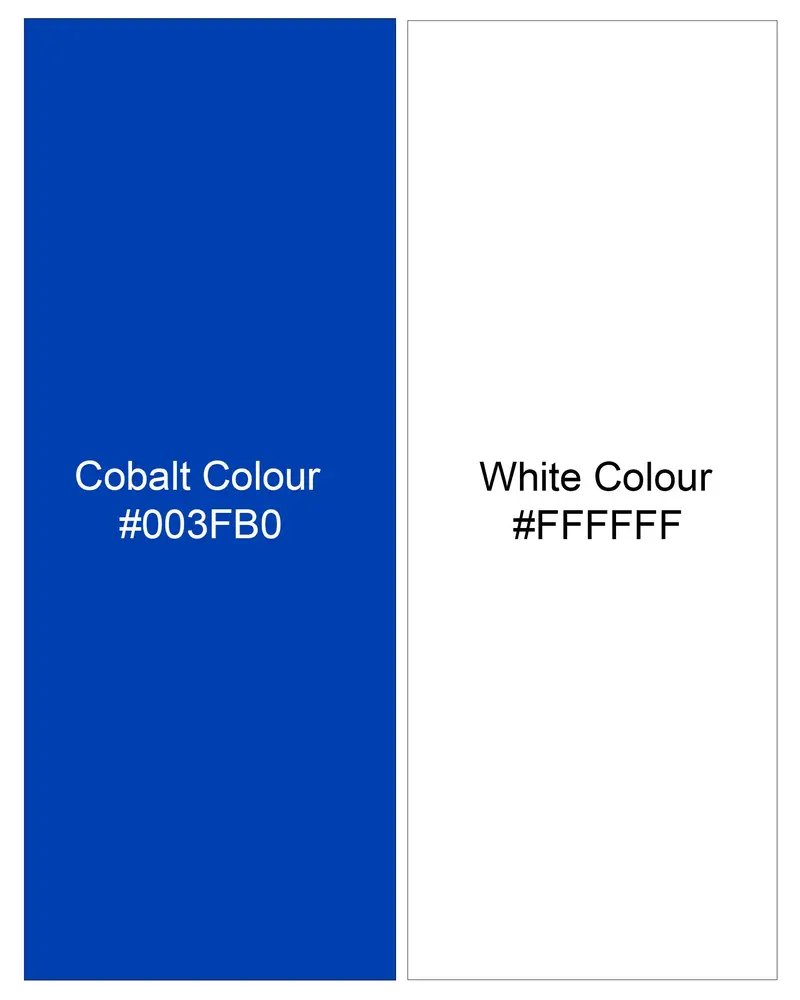 Cobalt Blue And White Half Checked Premium Cotton Designer Shirt 8
