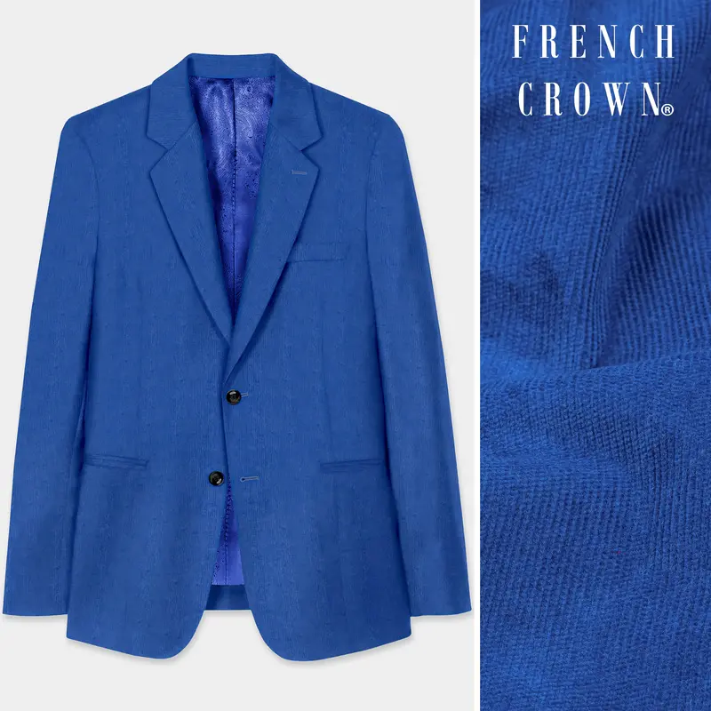 Cobalt Blue Corduroy Premium Cotton Blazer 1