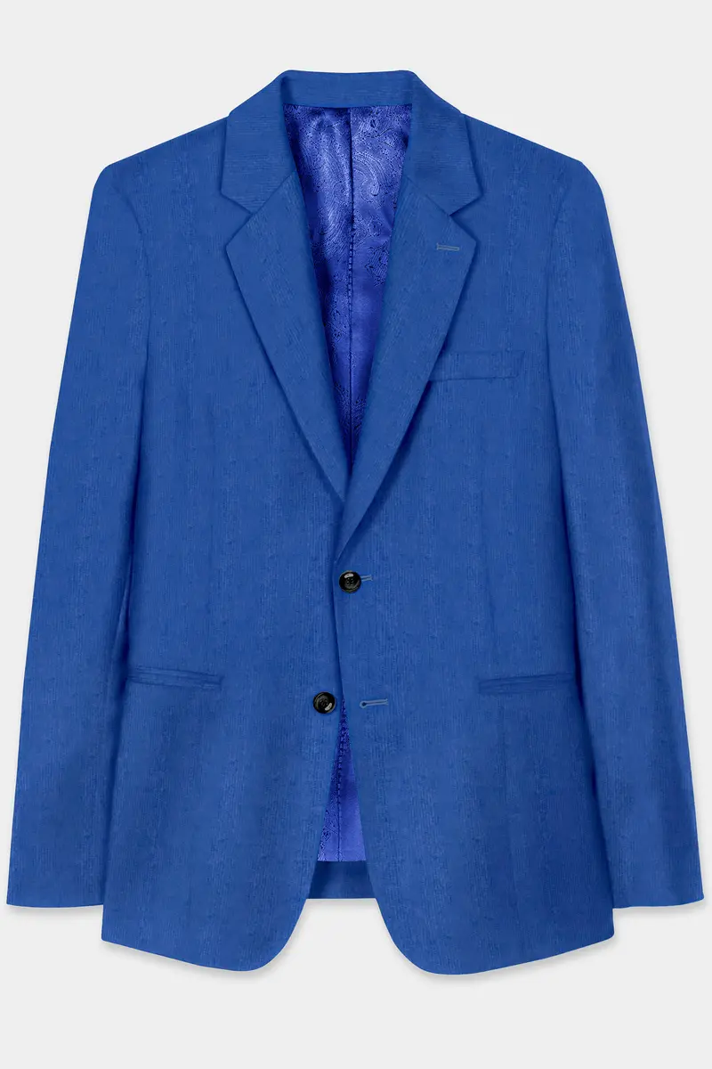 Cobalt Blue Corduroy Premium Cotton Blazer 2