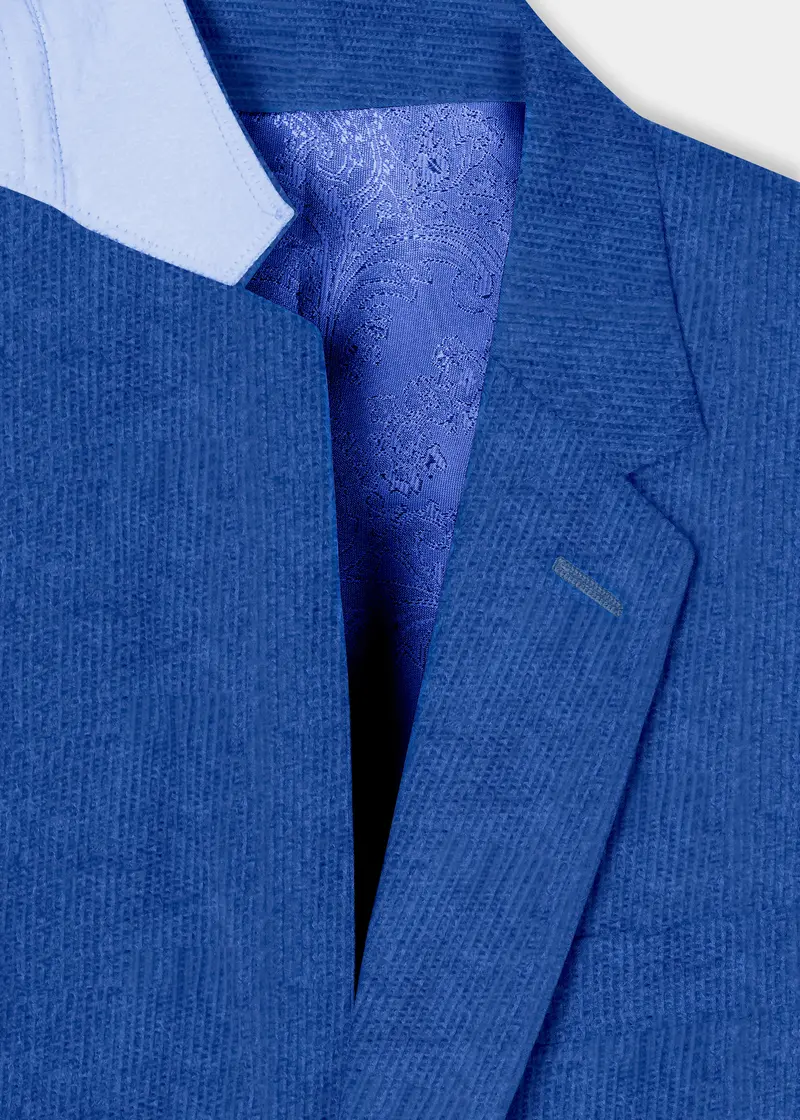 Cobalt Blue Corduroy Premium Cotton Blazer 4