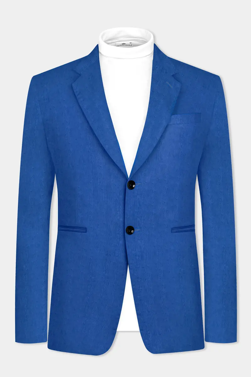 Cobalt Blue Corduroy Premium Cotton Blazer 7